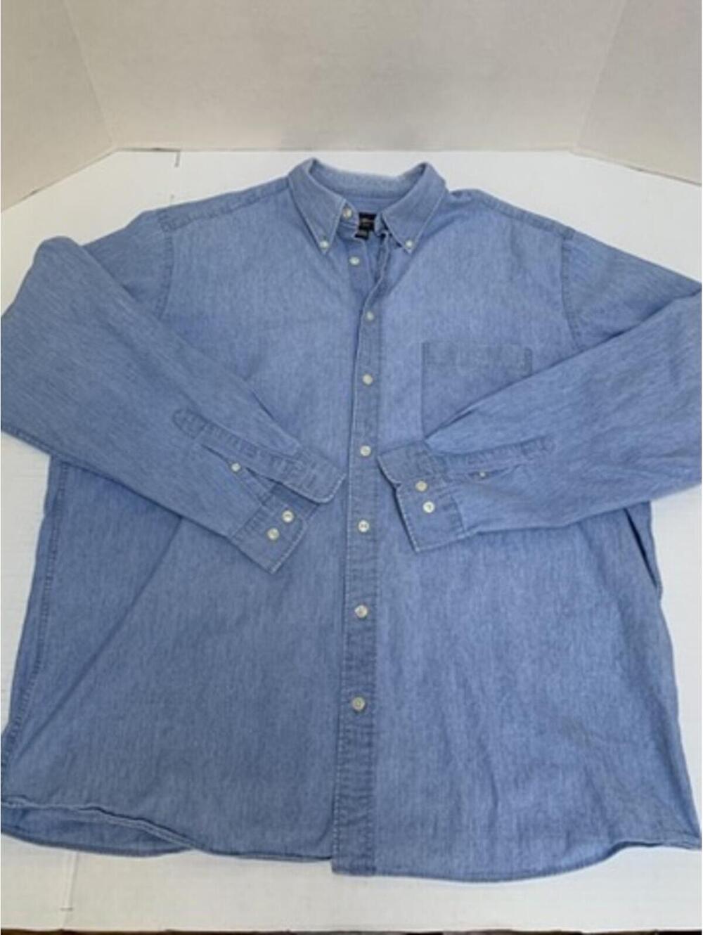 Eddie Bauer Black Tag Long Sleeve Mens Size Large Tall Vintage Denim Shirt